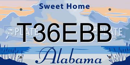T36EBB Alabama License Plate