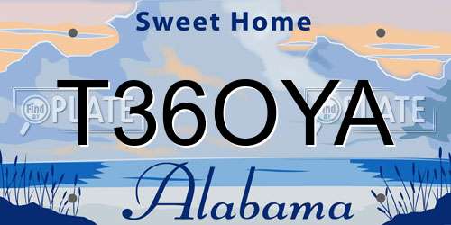 T36OYA Alabama License Plate