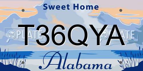 T36QYA Alabama License Plate