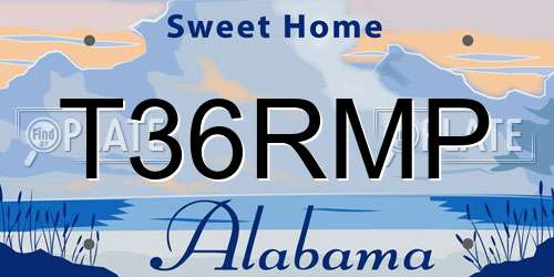 T36RMP Alabama License Plate
