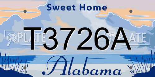 T3726A Alabama License Plate