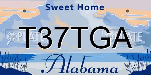 T37TGA Alabama License Plate