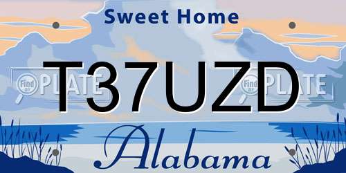 T37UZD Alabama License Plate