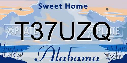 T37UZQ Alabama License Plate