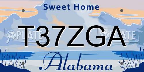 T37ZGA Alabama License Plate