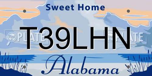 T39LHN Alabama License Plate