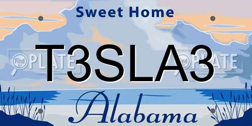 T3SLA3 Alabama License Plate