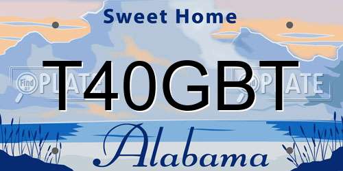 T40GBT Alabama License Plate