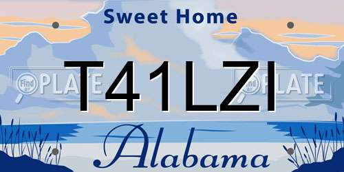 T41LZI Alabama License Plate