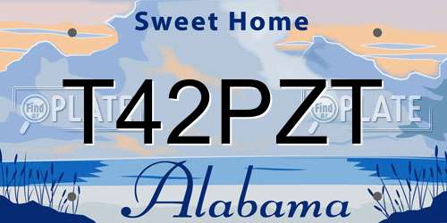 T42PZT Alabama License Plate