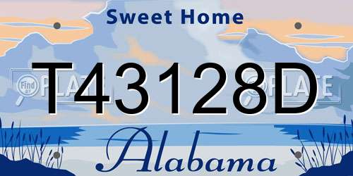 T43128D Alabama License Plate
