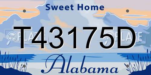 T43175D Alabama License Plate