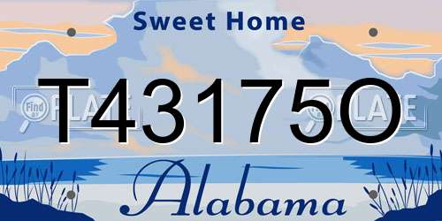 T43175O Alabama License Plate