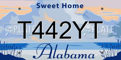 T442YT Alabama License Plate