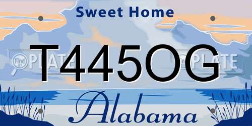 T445OG Alabama License Plate