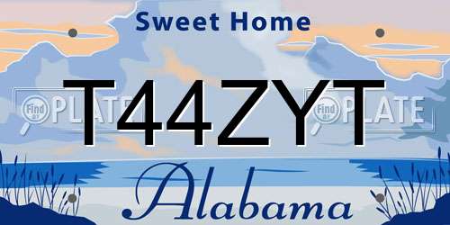 T44ZYT Alabama License Plate