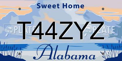 T44ZYZ Alabama License Plate