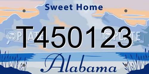T450123 Alabama License Plate