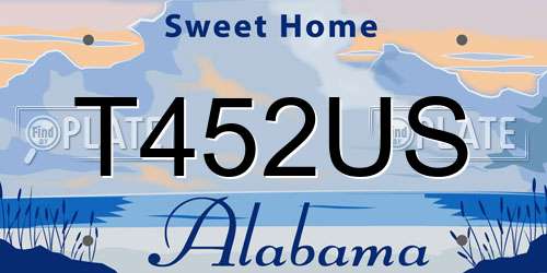 T452US Alabama License Plate