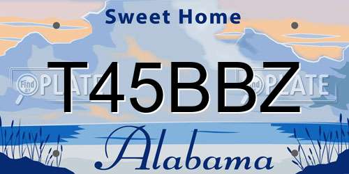T45BBZ Alabama License Plate