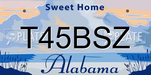 T45BSZ Alabama License Plate