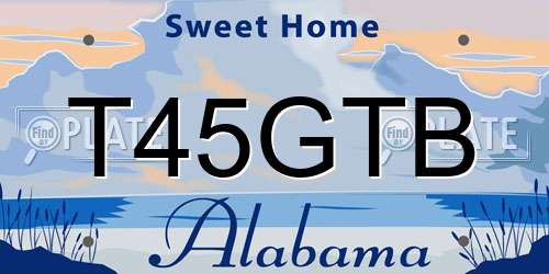 T45GTB Alabama License Plate