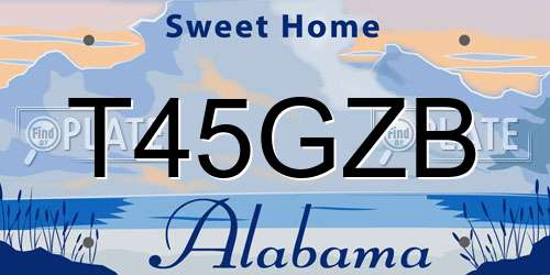 T45GZB Alabama License Plate