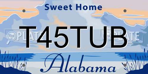 T45TUB Alabama License Plate