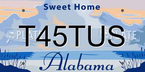 T45TUS Alabama License Plate