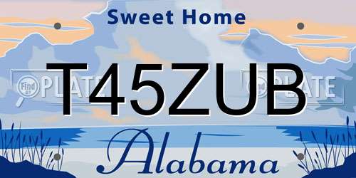 T45ZUB Alabama License Plate