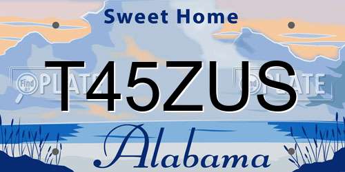T45ZUS Alabama License Plate