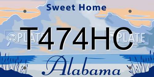 T474HC Alabama License Plate