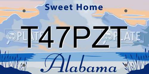 T47PZT Alabama License Plate