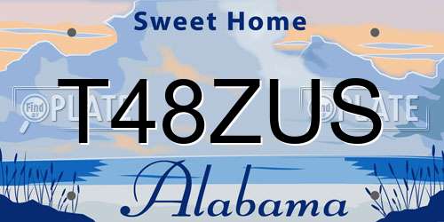 T48ZUS Alabama License Plate