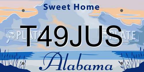 T49JUS Alabama License Plate