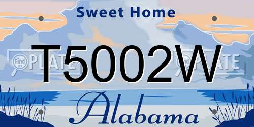 T5002W Alabama License Plate