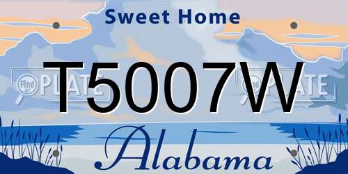 T5007W Alabama License Plate