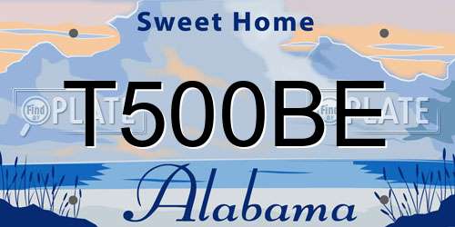 T500BE Alabama License Plate
