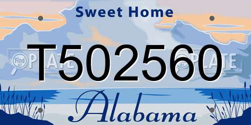 T502560 Alabama License Plate