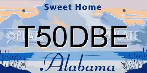 T50DBE Alabama License Plate