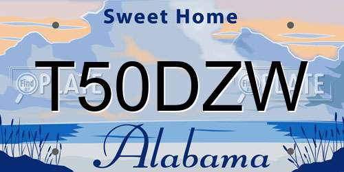 T50DZW Alabama License Plate