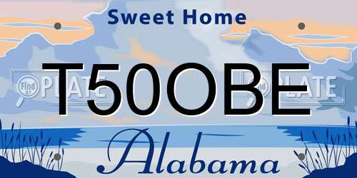 T50OBE Alabama License Plate