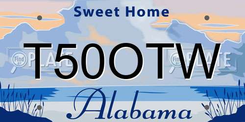 T50OTW Alabama License Plate