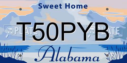 T50PYB Alabama License Plate