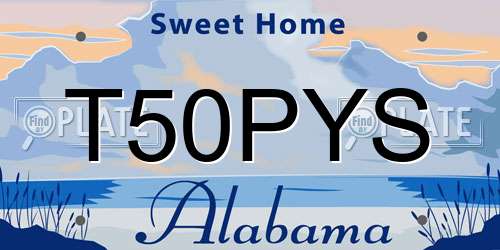 T50PYS Alabama License Plate