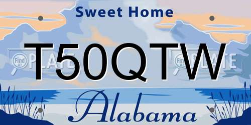 T50QTW Alabama License Plate