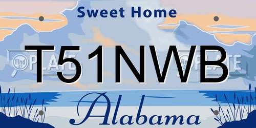T51NWB Alabama License Plate