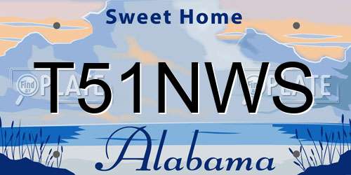 T51NWS Alabama License Plate