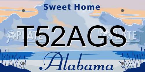T52AGS Alabama License Plate
