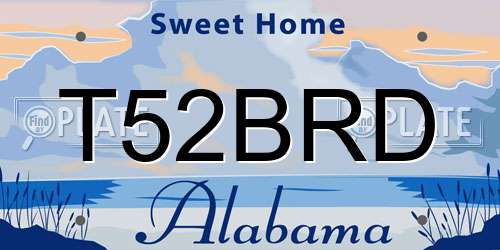 T52BRD Alabama License Plate